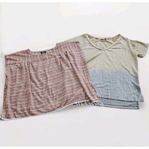 Top Womens M Lot of 2 Bobeau Anthropologie Maronie Multicolor SS Stripes Boho